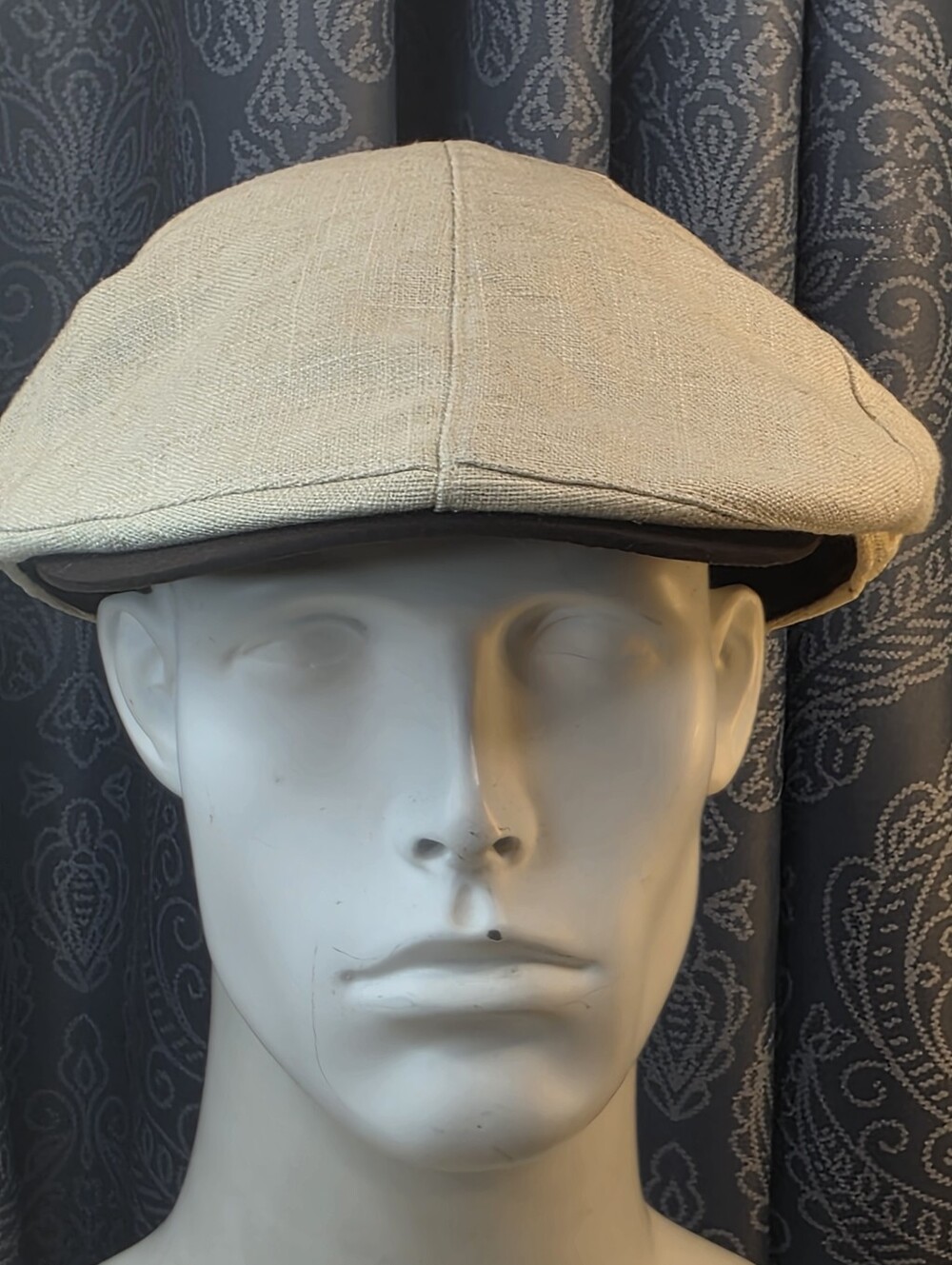 Stetson (Manufactured by Dorfman Pacific) Beige/Tan Linen Newsboy Cap Size XL